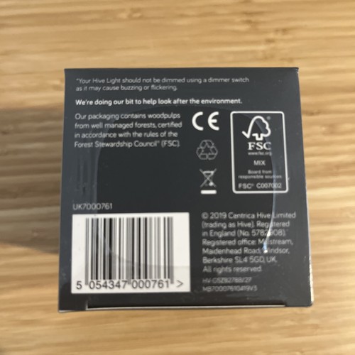 NEW & SEALED - Hive Smart Light Bulb E27 Dimmable - Screw (V9), 2700K Warm White - Picture 3 of 3
