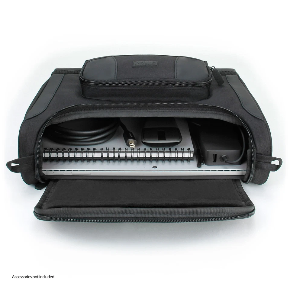 USA GEAR Small Messenger Bag for Surface Pro 8, 7, 6, Surface Pro X (Black) - Image 3 of 4