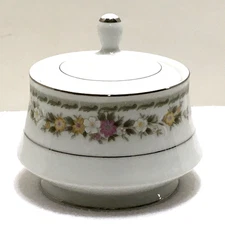 Savannah Pattern by Everbrite Sugar Bowl and Lid - Japan Green Scrolls & Flowers