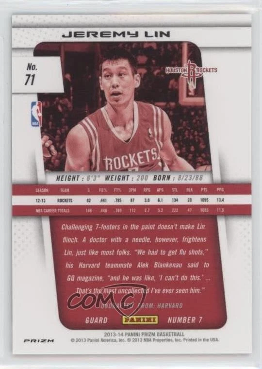 2013-14 Panini Prizm Retail Green Prizm Jeremy Lin #71 - Image 2 of 2