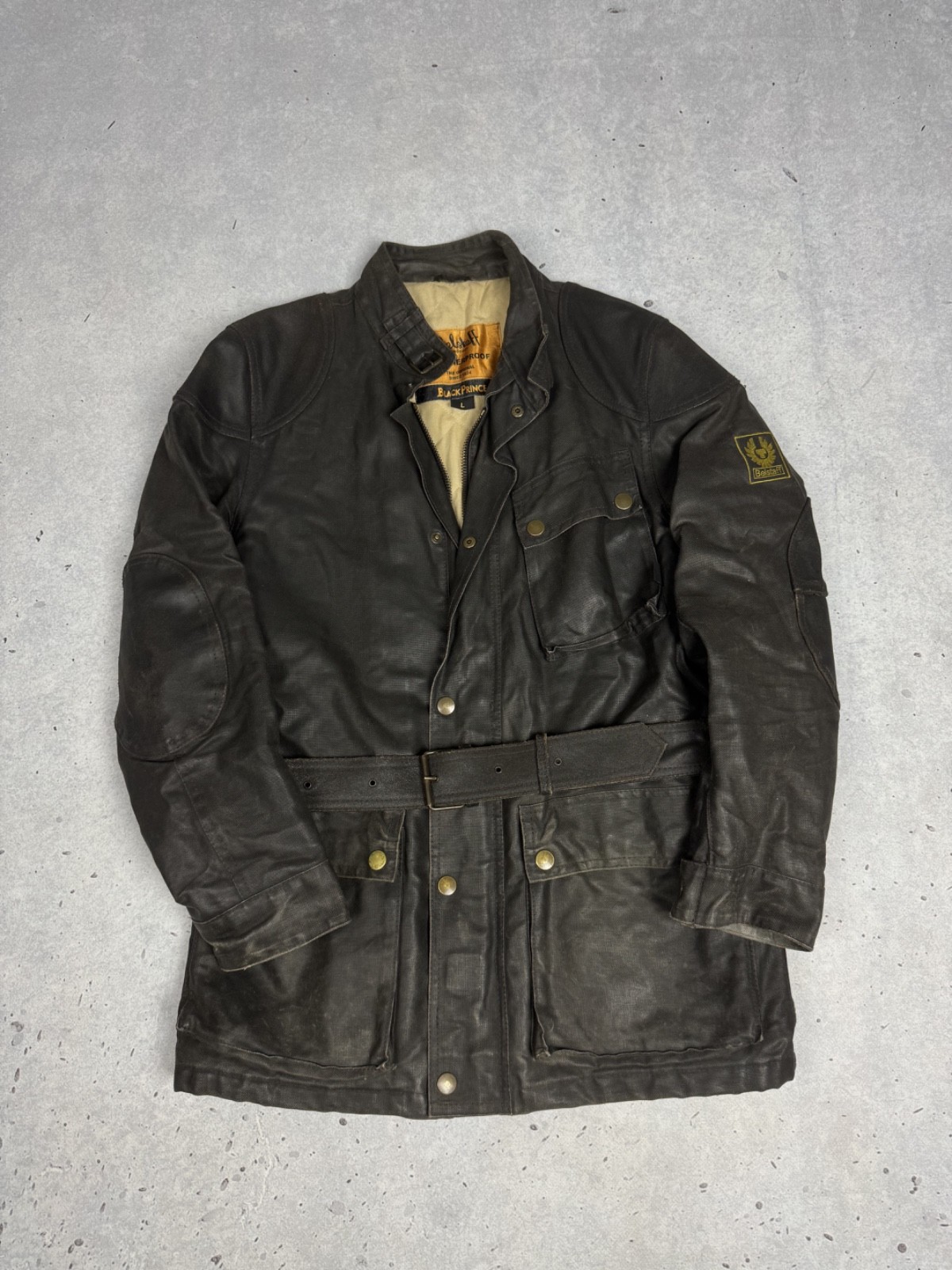 80s Belstaff Black Prince Trialmaster Leather Biker Jacket size L