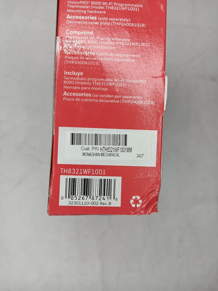 Honeywell *CONTRACTOR BRANDED - see pics* Thermostat TH8321WF1001 VisionPro 8000 - Image 3 of 4