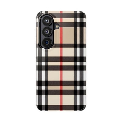 Plaid Phone Case for iPhone 17 16 15 14 Pro Max & Samsung Galaxy Tan Black Red