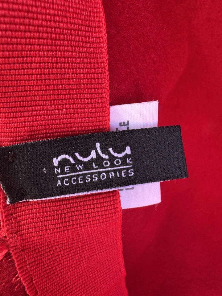 Sombrero Cloche Rojo 100% Lana Años 20 De Colección Hecho en Italia Negro y Rojo Fieltro Flor Acento Foto 4 de 4