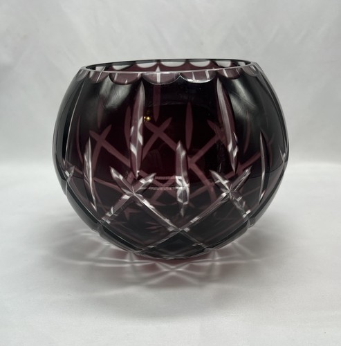 Gorham Lady Anne Rose Bowl Cut Crystal Amethyst 5 Inch W/ Original Sticker - Picture 3 of 7