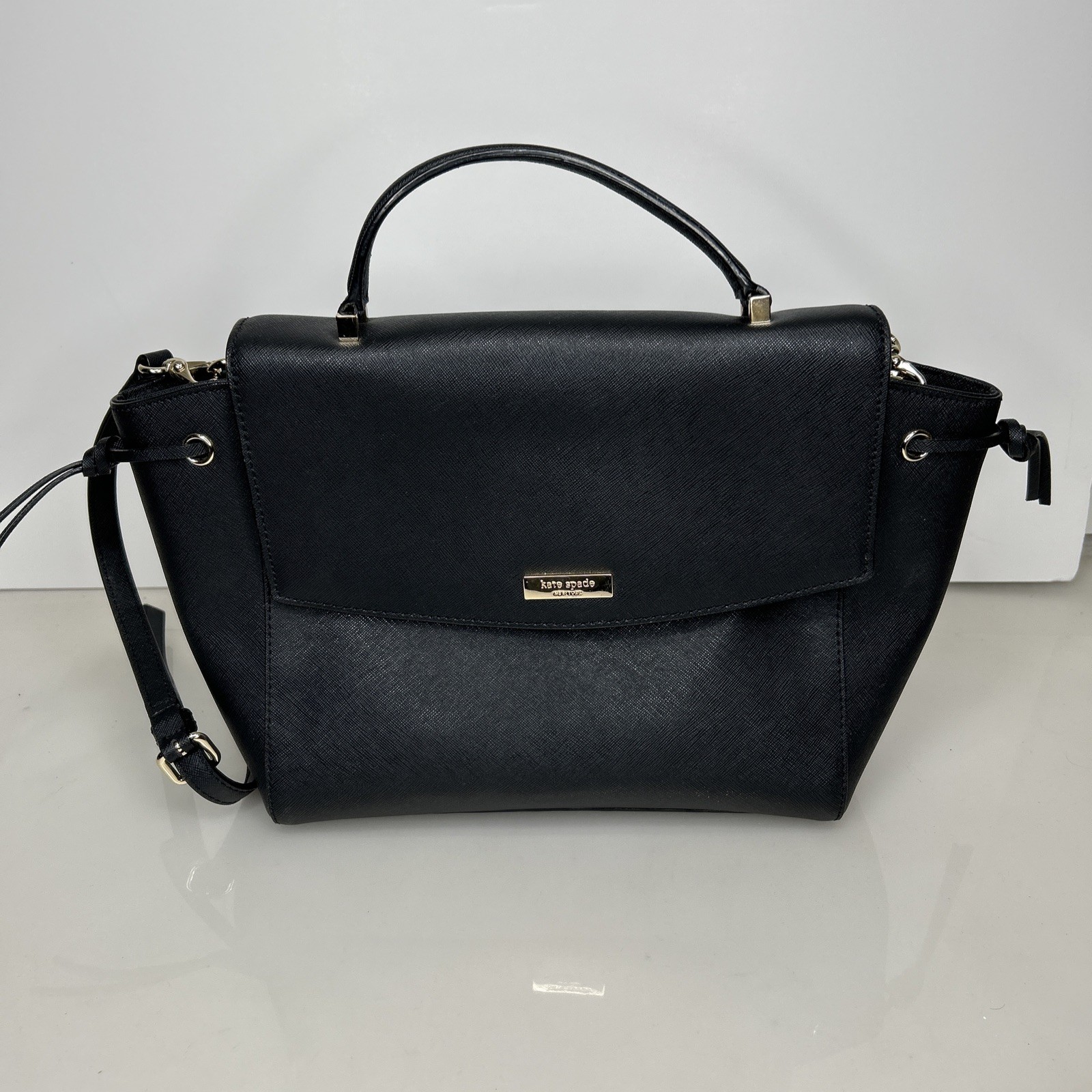 Kate Spade Laurel Way Black Saffiano Leather Lilah Crossbody Satchel