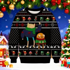 Funny Adventure Cartoon Ugly Christmas Sweater, Retro Hero  Dog Holiday Jumper,