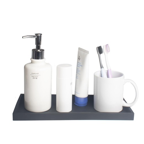 Vassoio da Banco Bagno, 11.8" Silicone Vanity Vassoio, Lavello Cucina Vassoio Sapone per... - Foto 4 di 9