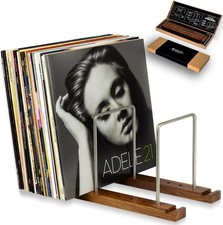 Durable Vinyl Record Storage Holder 75 LPs Solid Walnut Record Stand