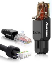 AMPCOM Cat6A Tool Free RJ45 Connector UTP Field Termination 12-Pack, Black
