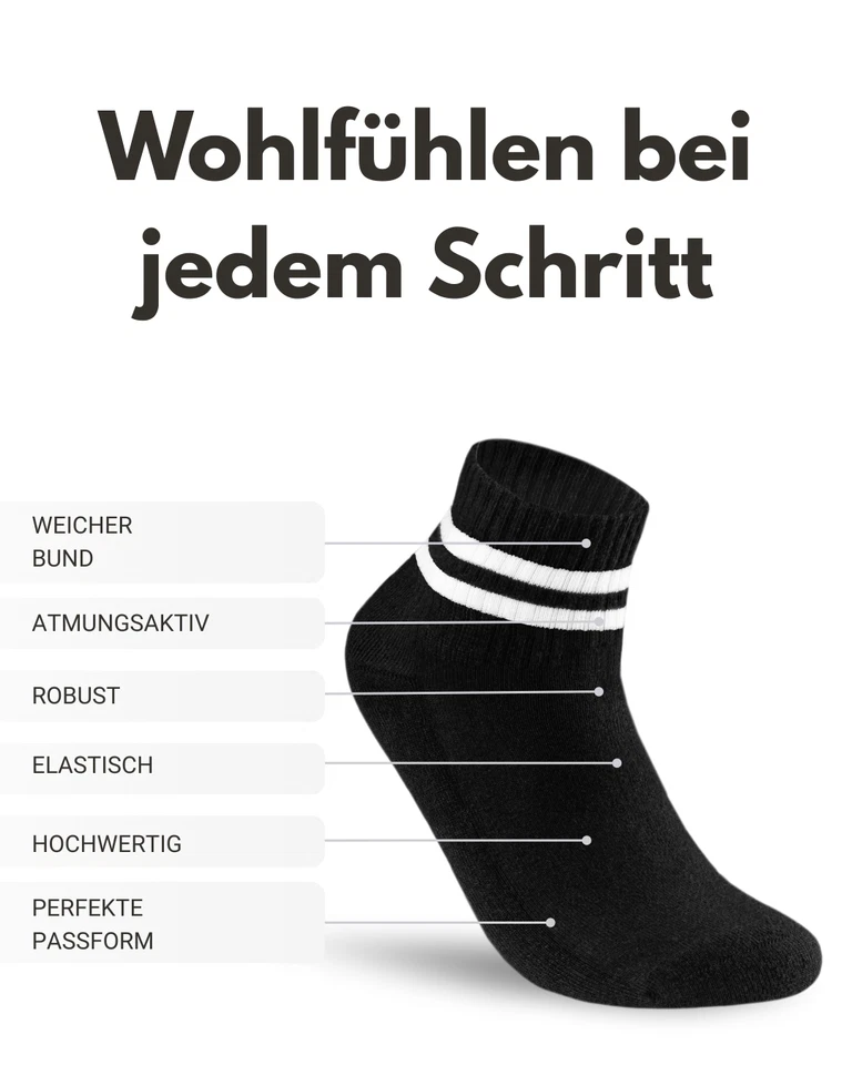 10-100 Paar Tennissocken Quarter Retro Sportsocken Herren Damen Socken Baumwolle - Bild 3 von 4