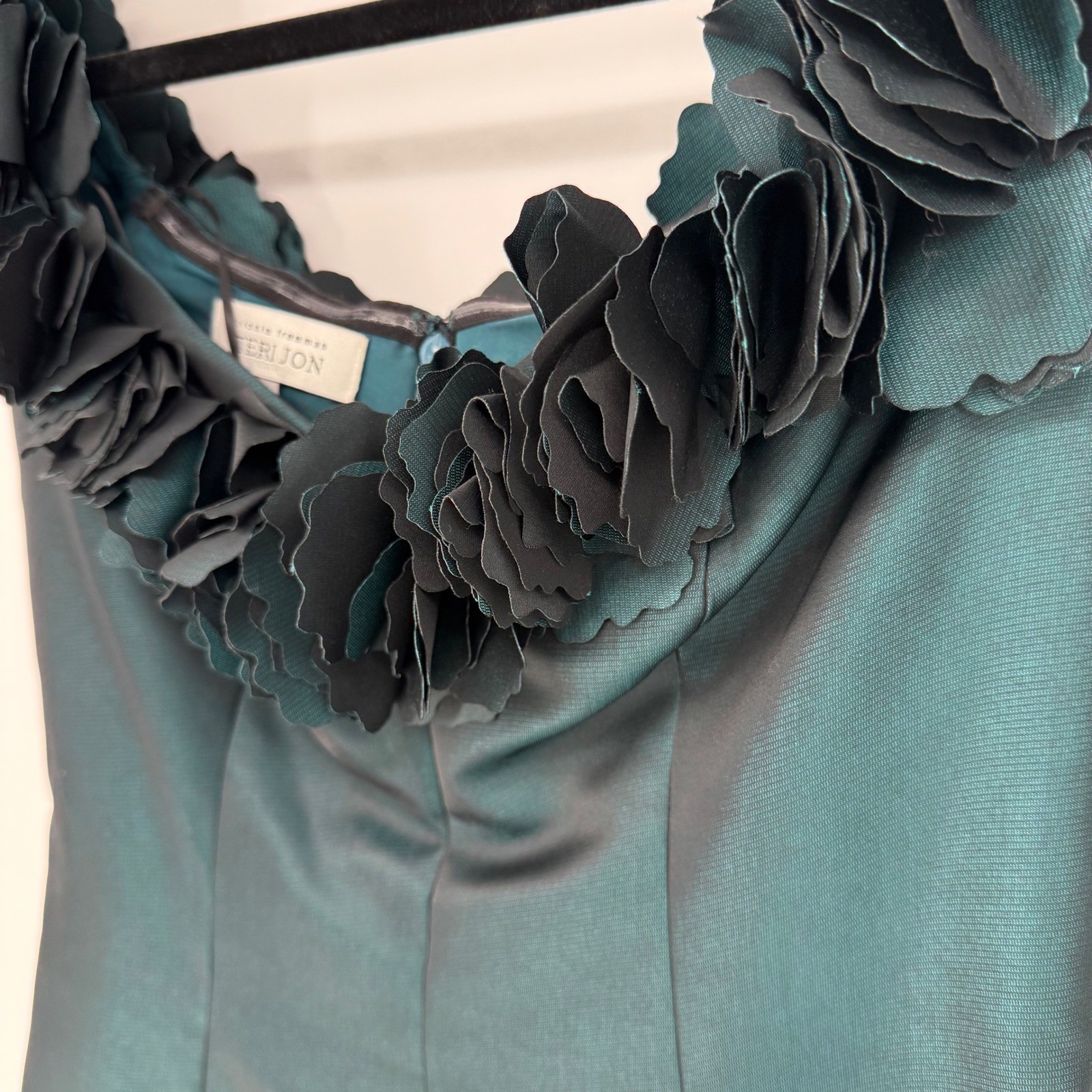 Rickie Freeman Teri Jon Jacquard Off-Shoulder High-Low Hem Gown SZ 2 NWT