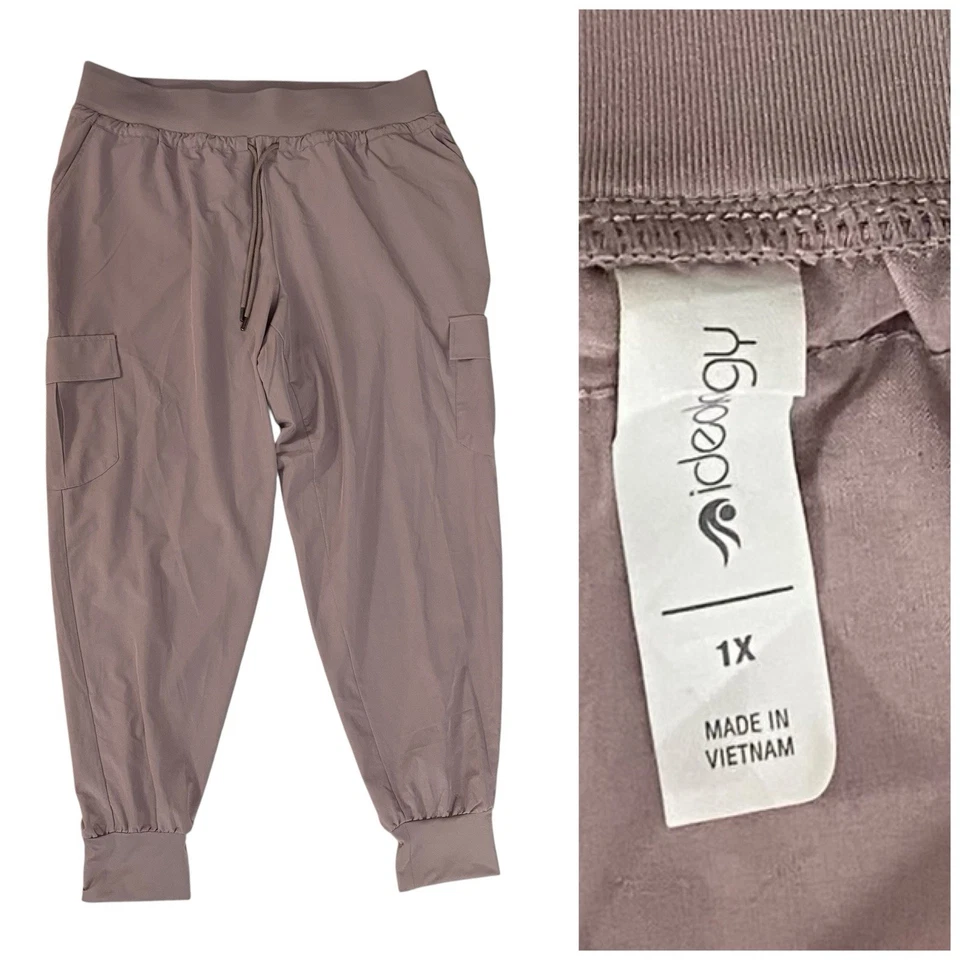 Pantalón cargo Ideology Jogger para mujer 1x rosa nailon bolsillos elásticos Life On The Go Foto 2 de 4