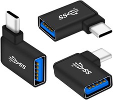 USB C to USB 3.0 Adapter 90 Degree 3 Pack , USB-A 3.0 Female to USB-C 3.1 Male