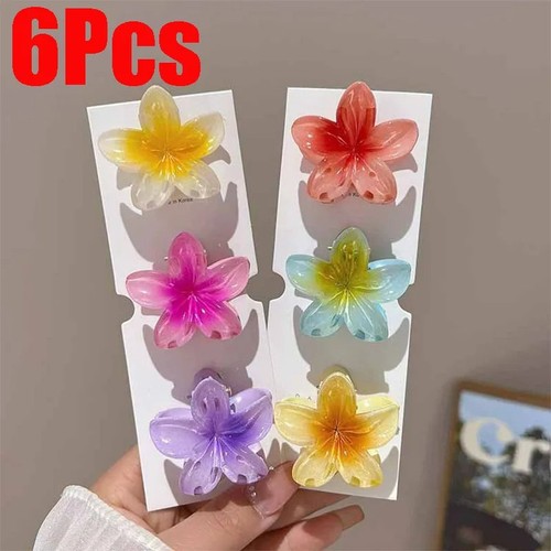 6Pcs Hawaiian Gradient Flower Hair Claw Clips Small Fashion Hair Accessories UK - Picture 7 of 21