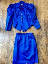 Susan Roseli for Vijack Royal Blue Two Piece Skirt and Blazer Set Size 14