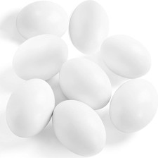 White Easter Eggs, 8 PCS Wooden Eggs for Painting Children Play Kitchen Game Foo