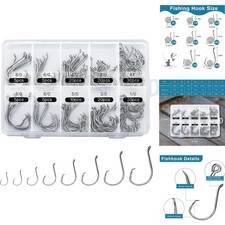 150PCS Assorted High Carbon Steel Circle Hooks Freshwater and Saltwater Fishing