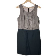 Loft Sleeveless Two-Tone Black and Taupe Sheath Dress size 8 B84