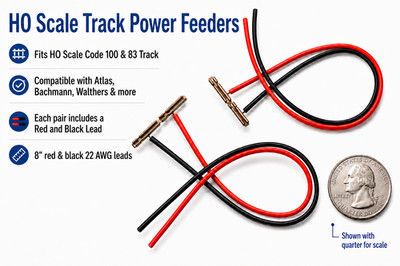 HO Scale Track Power Feeders 10 Pair Pre-Wired Terminal Rail Joiners Code 100/83