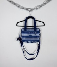 Kipling Y2K Blue/White Striped Handbag Shoulder Crossbody Purse Monkey Keychain