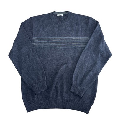 Marks & Spencer Mens Knit Jumper Blue Made In Italy Wool Blend Size Small
