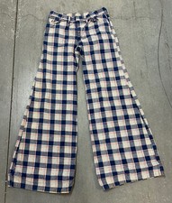 Vintage 70s Hippy Plaid Flared Bell Bottom Pants, Size 30-32