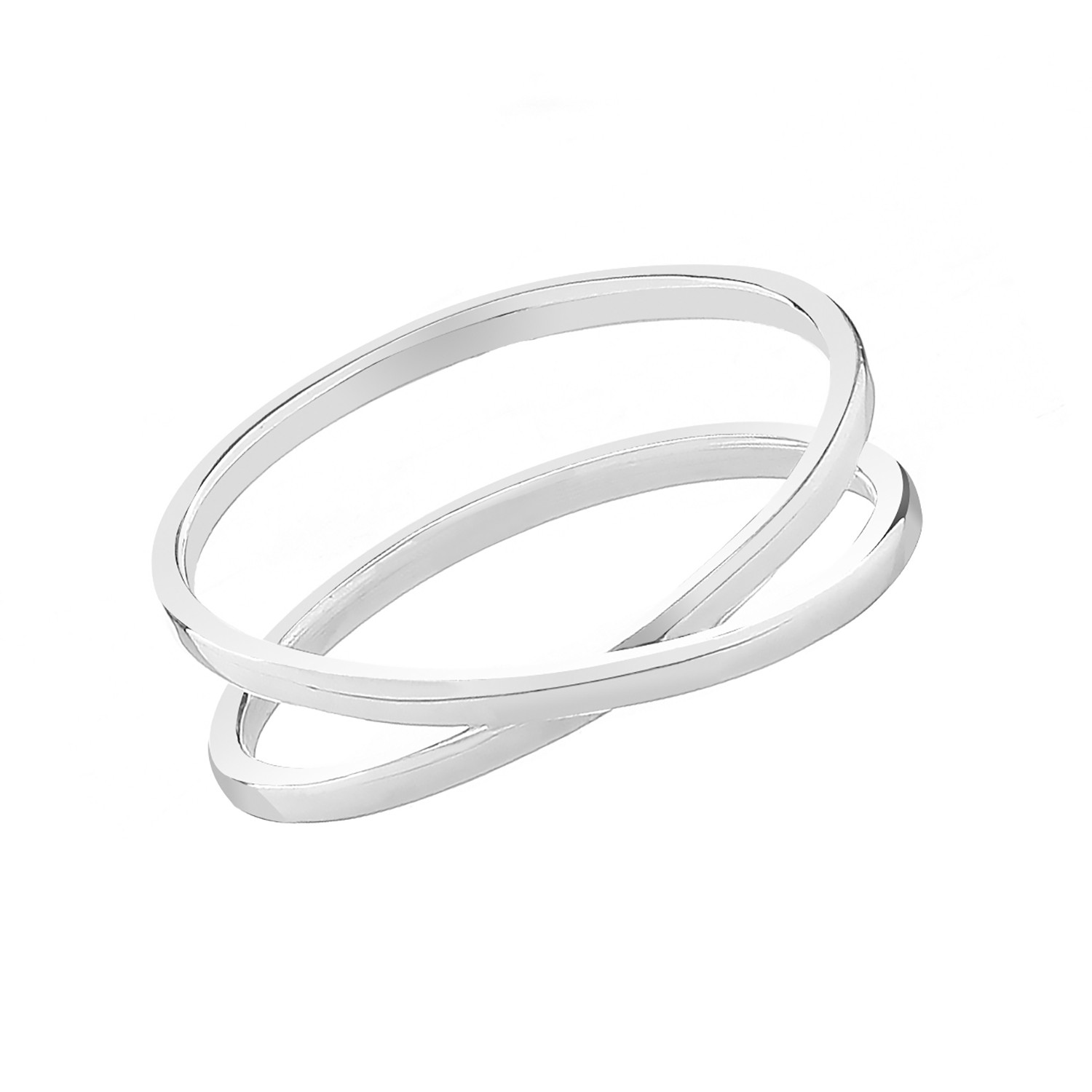 Bague crossover femme argent fin rhodié éclatant taille 54
