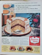 1953 Duncan Hines Yellow Cake Mix Smiles California Date Nut Vintage ad