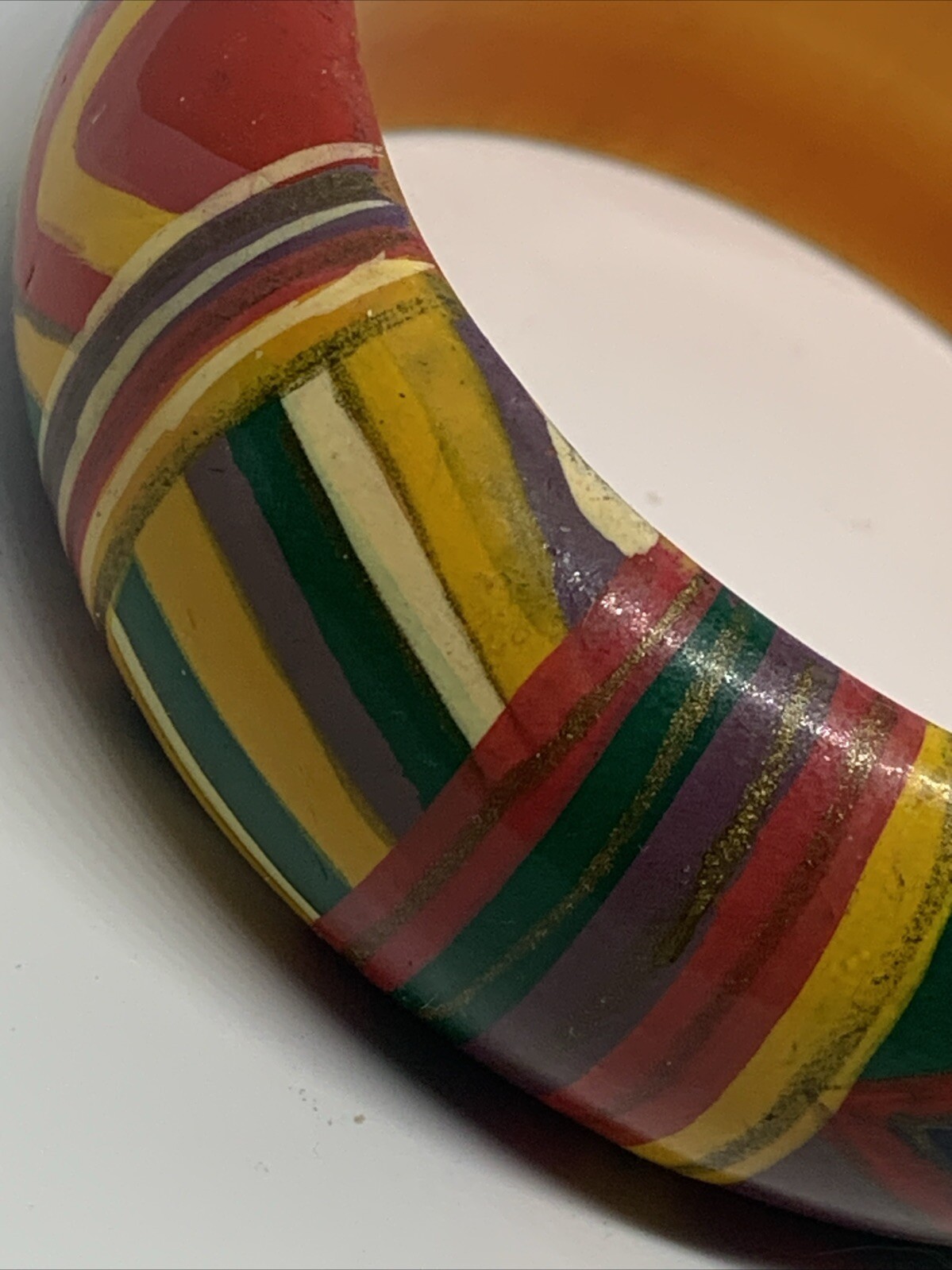 Statement wooden bangle lightweight bracelet Retr… - image 7