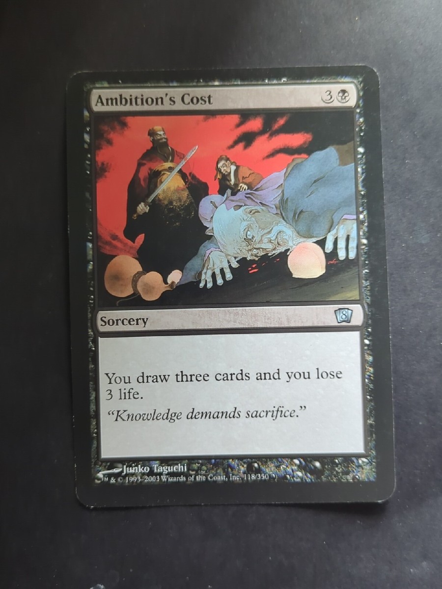 Ambition's Cost 8th Edition Oversized Card MTG Magic The Gathering Ambition's Cost 8th Edition Oversized Card MTG Magic The Gathering