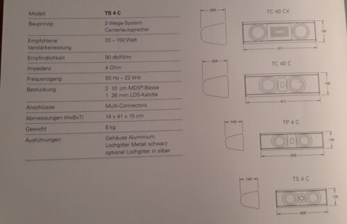 PIEGA Centerlautsprecher TS 4 C 2- Wege System, silber - Bild 4 von 4