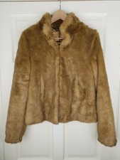 Divided Faux Fur Warm Jacket Coat Women's Brown Quilted Size 16