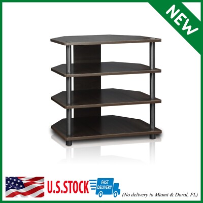 Audio Component Shelves Tower Media Stereo TV Stand Equipment Rack Black 4 Tier