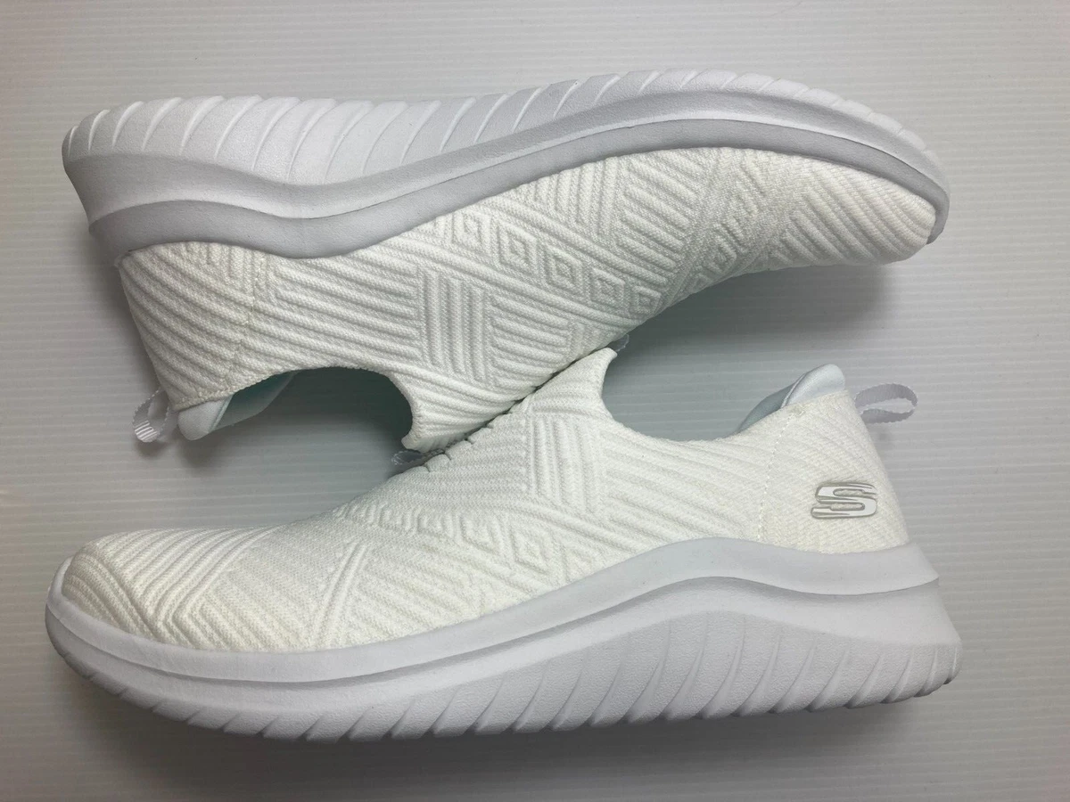 fe Derved buket Skechers Women&#039;s White Ultra Flex 3 Stretch Knit Sneakers Slip On Shoe  56110 | eBay