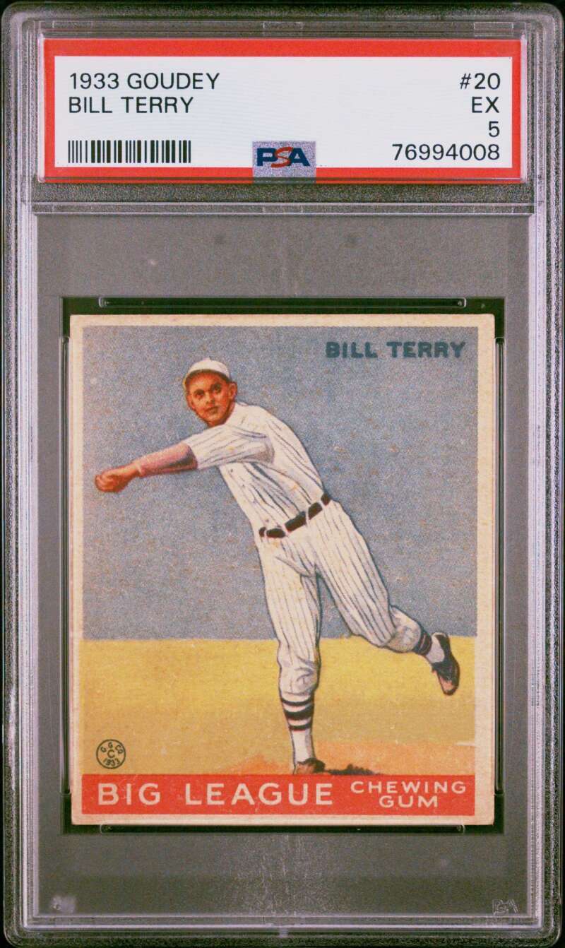 1933 Goudey #20 Bill Terry PSA 5 RC Rookie NY Giants  (4008)