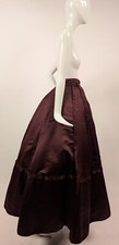 VICTORIAN DEEP BURGUNDY WINE SILK BUSTLE SKIRT W SATIN RUFFLE