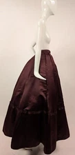 VICTORIAN DEEP BURGUNDY WINE SILK BUSTLE SKIRT W SATIN RUFFLE