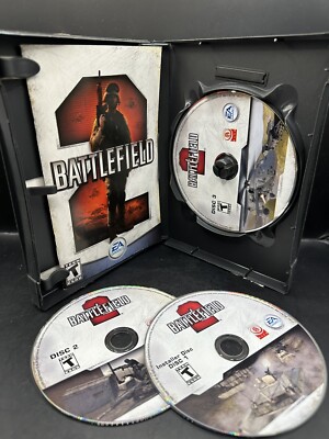 Battlefield 2 PC CD Rom Software Complete Manual & 3 Discs EA Games 2005
