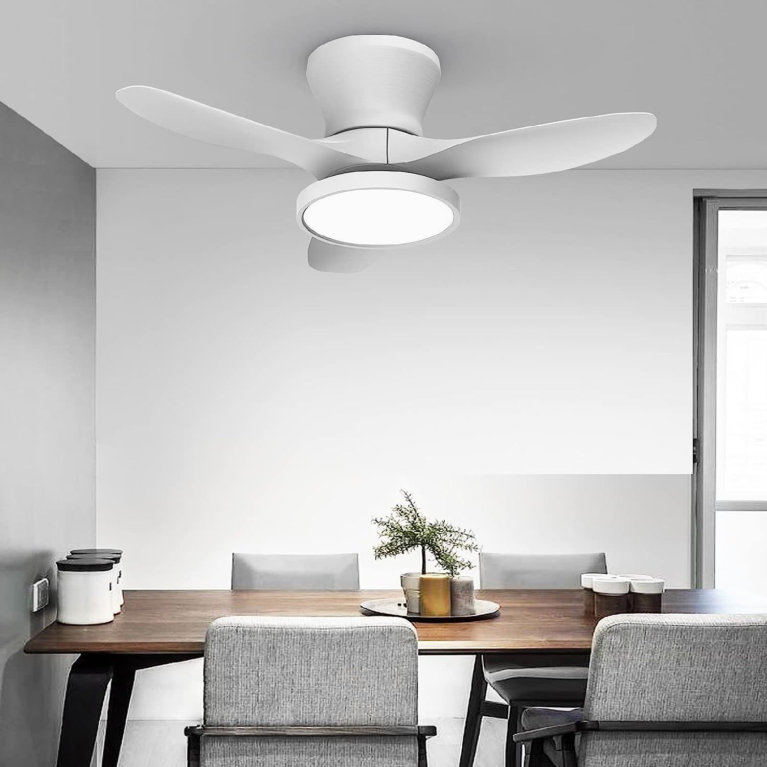 Roomratv Quiet Ceiling Fan with LED Light 3 CCT in One 32 inch 32 inch,  White | eBay