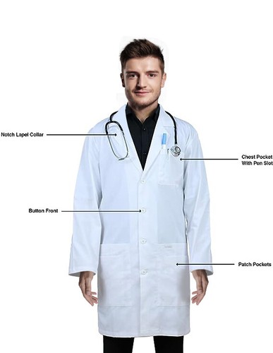 Panda Uniform By Heedfit Professional Unisex White Lab coat 38" FREE SHIPPING! - Picture 2 of 7
