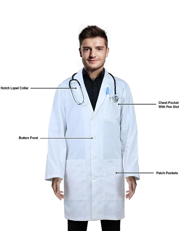Panda Uniform By Heedfit Professional Unisex White Lab coat 38" FREE SHIPPING! - Image 2 of 4