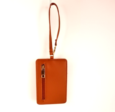 Wristlet Brown Card Wallet ID Slot Zippered Change Pocket 5 Card