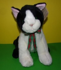 Russ Berrie Christmas Tuxedo Cat Black White Plush Kitty Stuffed Animal w/ Tag