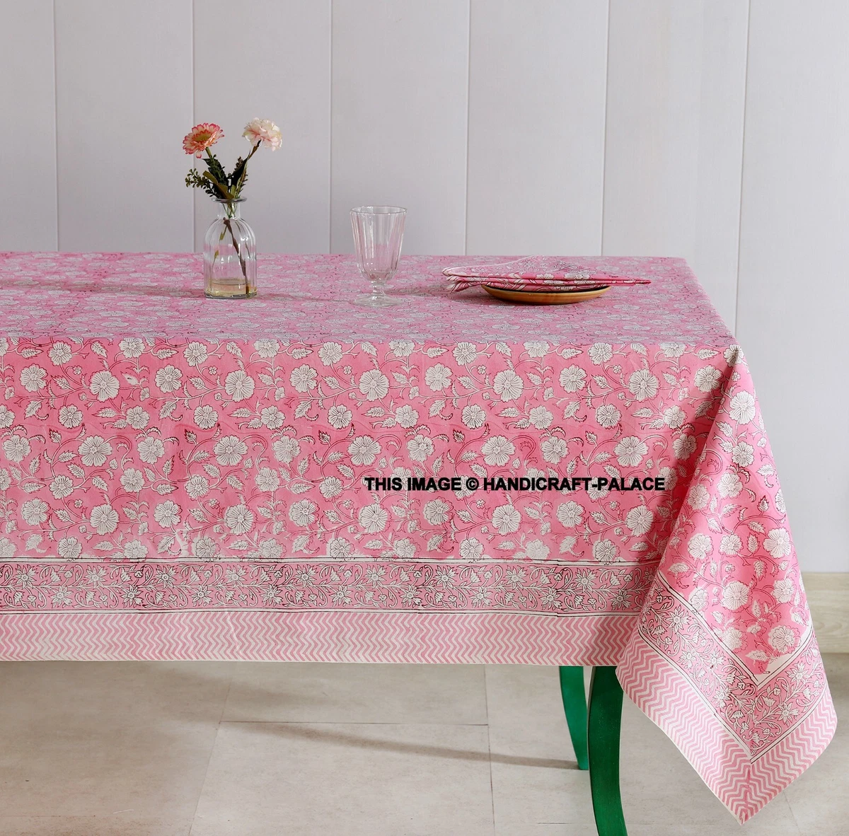 Nappe fleurie lin 220x145 cm - Nappe Rectangulaire Motifs Fleurs – Lesenviesdéco
