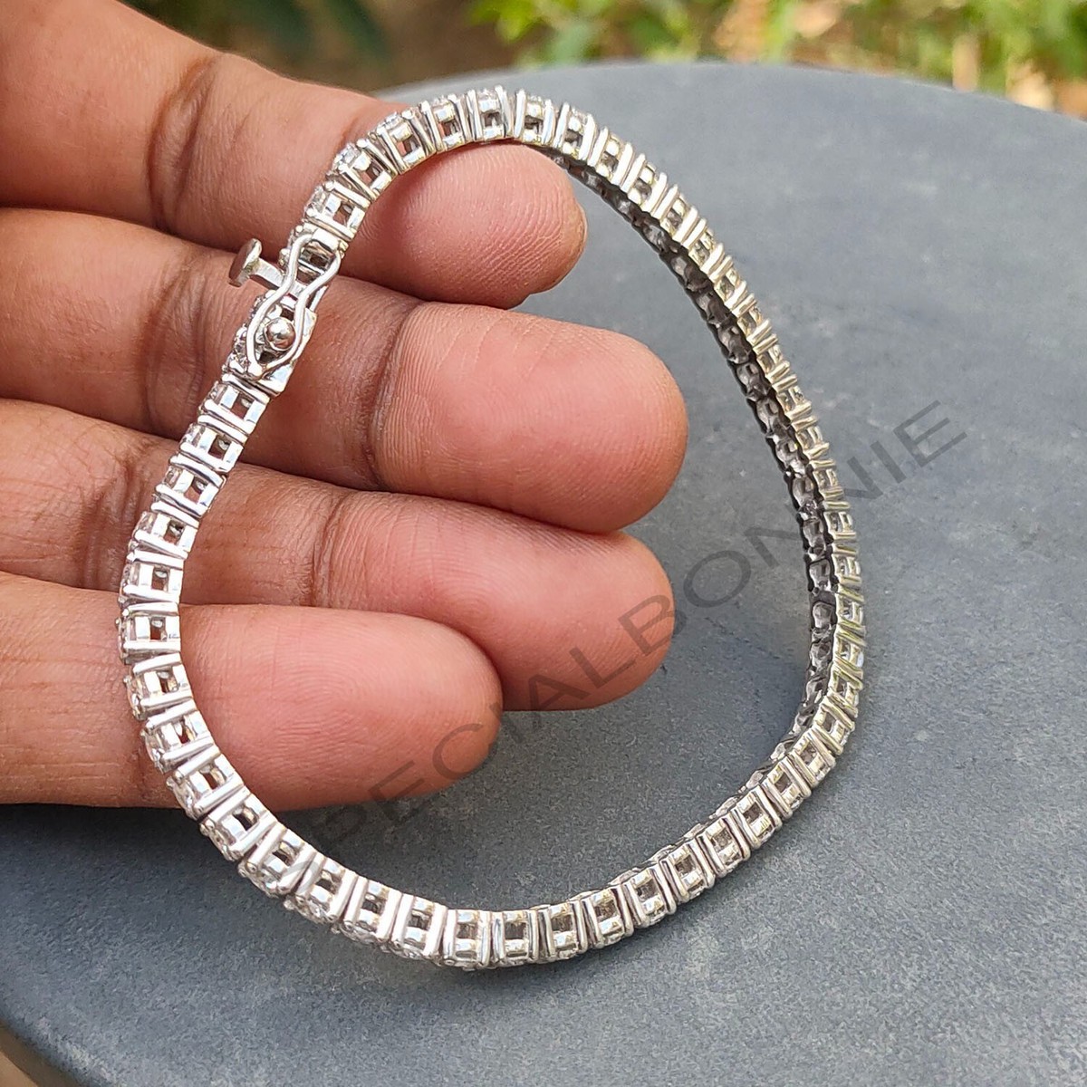 3mm White Diamond Tennis 925 Silver Bracelet-5.25 Ct Unisex