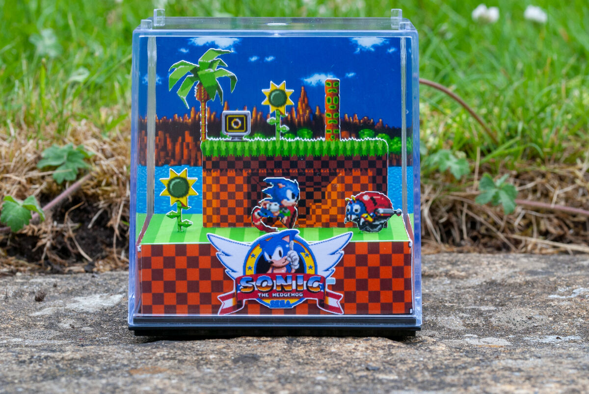 SONIC THE HEDGEHOG - Green Hill Zone - 3D Game Cube Diorama