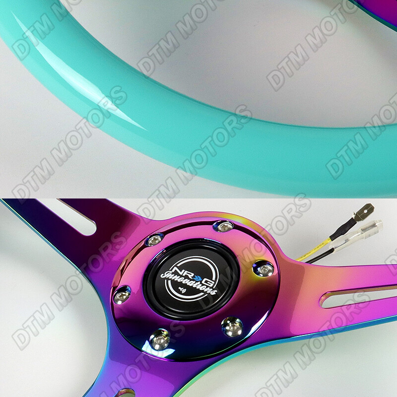 NRG ST-015MC-MF 350MM Minty Fresh Wood Grain Neo Chrome 3-Spoke