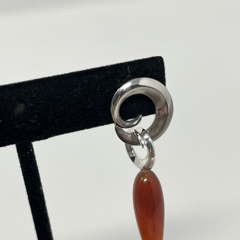 ANN KING 925 Cornalina Esterlina Preciosos Luna Piedras Preciosas Lágrima Pendientes Gota 925 Foto 2 de 4