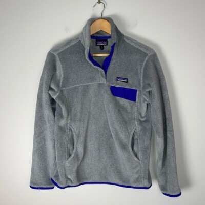Patagonia Snap Fleece Pullover Womens Medium Gray Blue Pockets